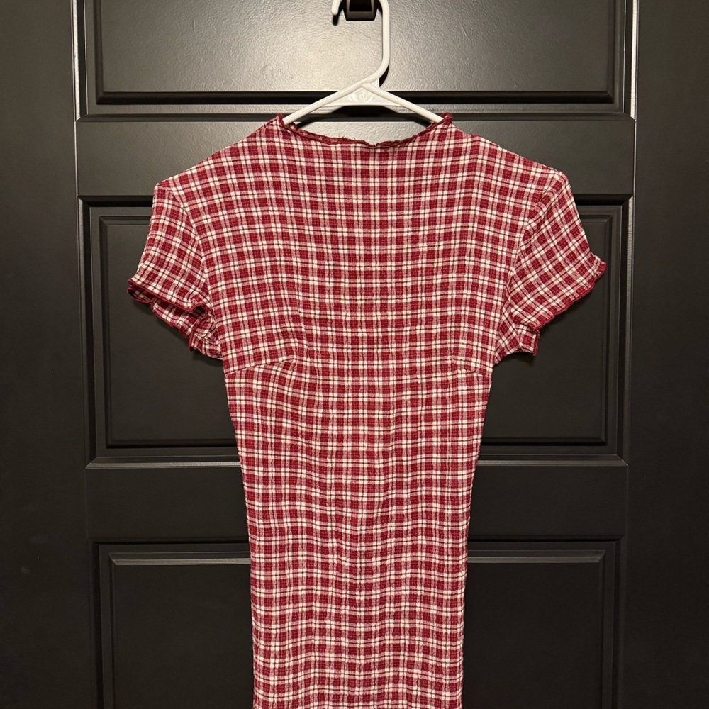 AFENDS ELODIE - SEERSUCKER MIDI DRESS - Burgundy XS NWT - Picture 5 of 6